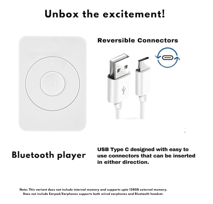 Xzor® Bluetooth Player - Built-in Speaker, Automatic Pairing MP3 Player - Black