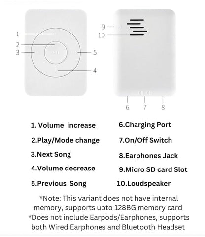 Xzor® Bluetooth Player - Built-in Speaker, Automatic Pairing MP3 Player - Black