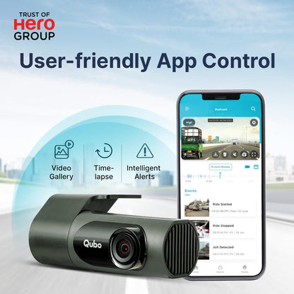 Qubo Car Dashcam Prox by Hero Group | 3MP 1296P FHD+ Camera | NightPulse Vision