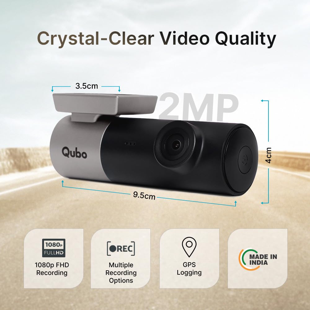 Qubo Car Dashcam Prox by Hero Group | 3MP 1296P FHD+ Camera | NightPulse Vision
