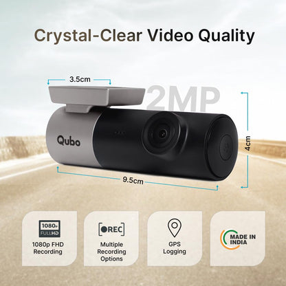 Qubo Car Dashcam Prox by Hero Group | 3MP 1296P FHD+ Camera | NightPulse Vision